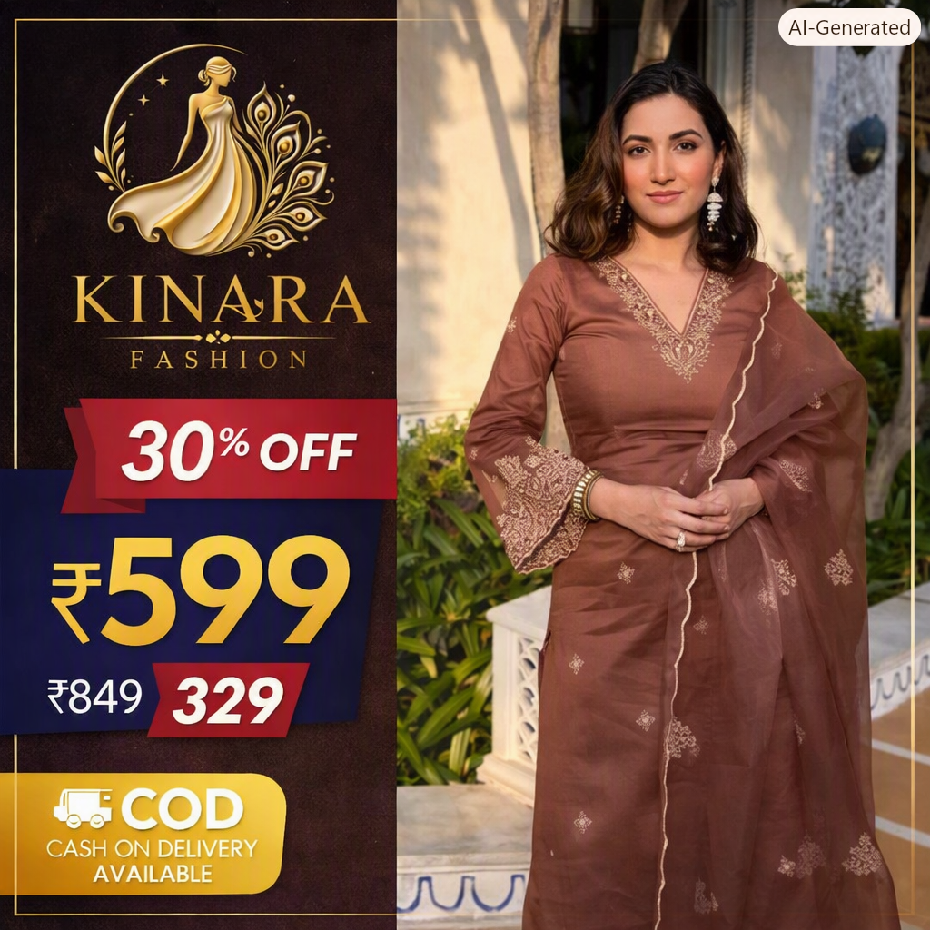 Organza Embroidered Suit
